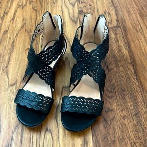 Black back zip dress sandals